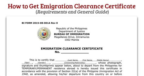 How To Get Emigration Clearance Certificate Philippines.